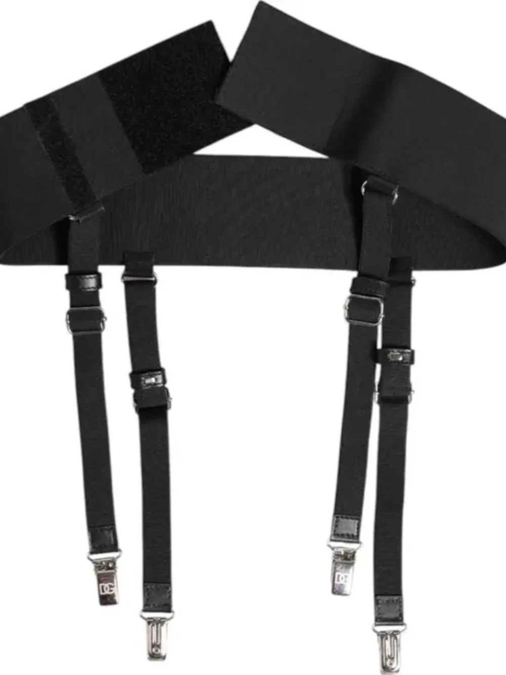 NEW! Dolce & Gabbana Black Leather Logo Wide Waist Belt Suspender 75cm/ 29.5 in.